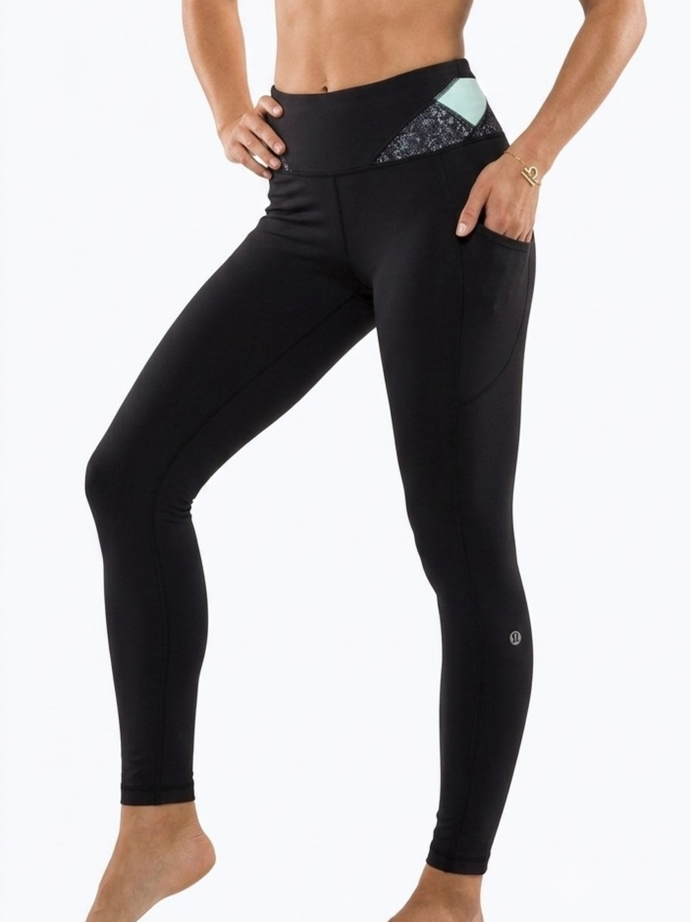 LULULEMON | BLACK WITH BLUE ACCENT, RUNNING LEGGING RETRO